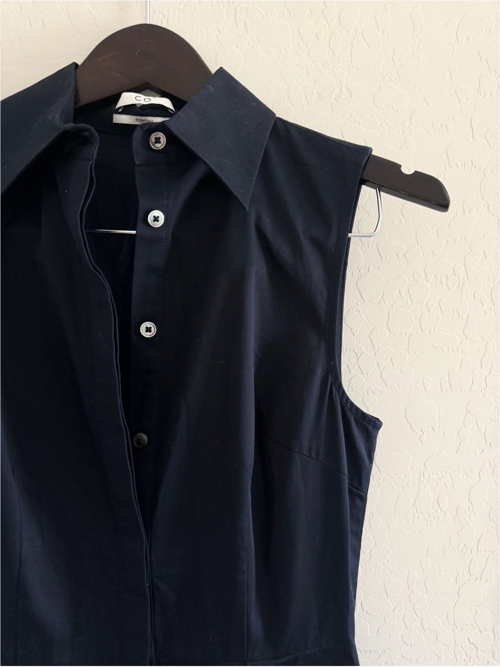 NEW CO Poplin Navy Blue Sleeveless Shirt Dress Size S - Picture 7 of 12